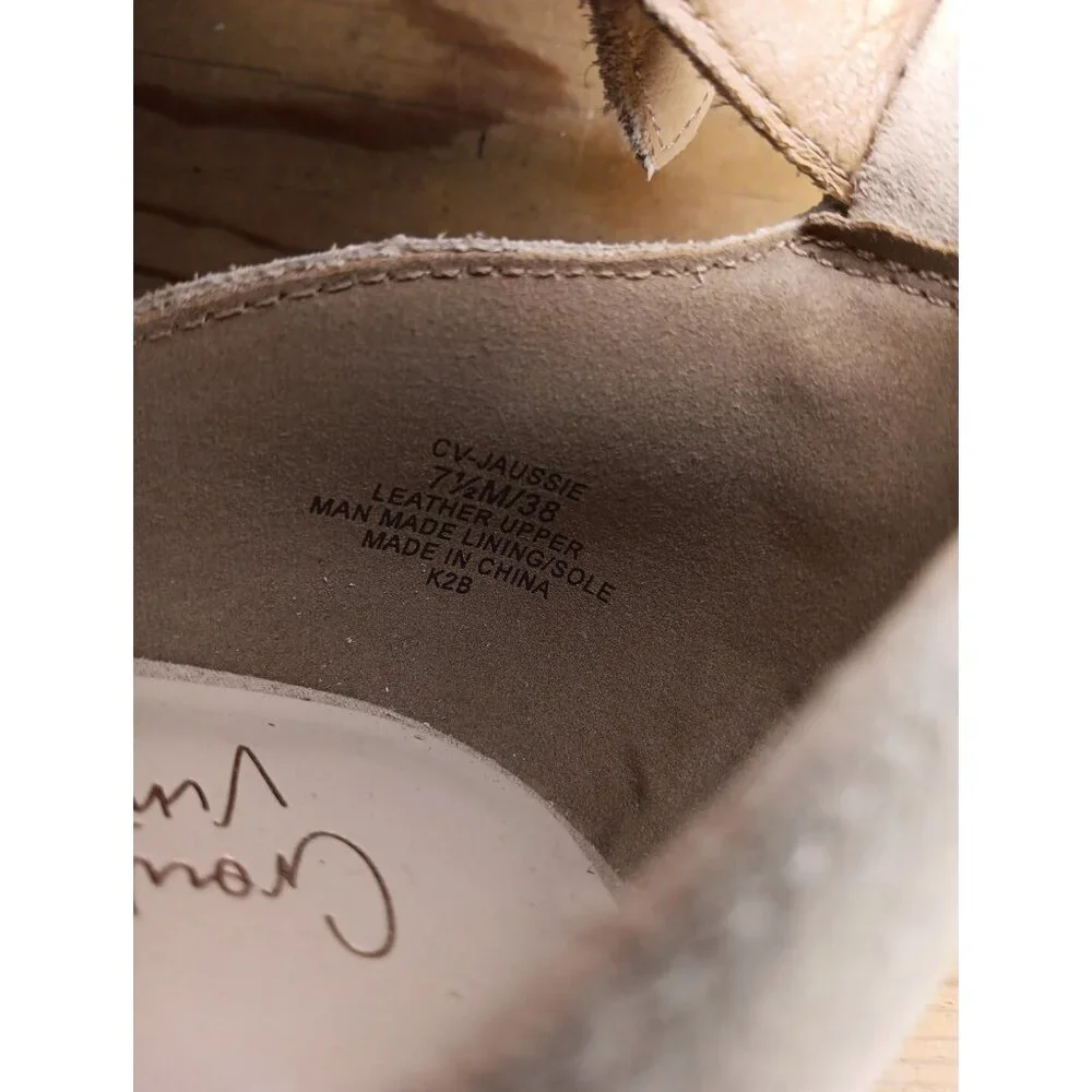 Crown Vintage Jaussie Sandal Sand Women 7.5 M Tan Suede Leather Espadrille Wedge - Picture 8 of 8
